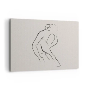 Obraz na płótnie - Minimalistyczna sylwetka w czerni na jasnym tle - 100x70cm - Szkic intymny - Nowoczesna dekoracja ścienna do salonu, kuchni i sypialni ARTTOR