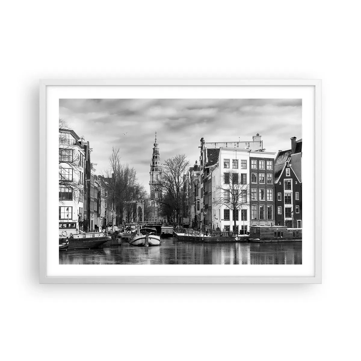Plakat w białej ramie - Amsterdamskie klimaty - 70x50 cm