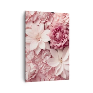 Obraz na płótnie - Kwiaty w odcieniach różu i bieli w artystycznym ujęciu - 70x100cm - W różowych płatkach - Nowoczesna dekoracja ścienna do salonu i sypialni ARTTOR