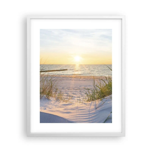 Plakat w białej ramie - Morza szum, ptaków śpiew, dzika plaża pośród traw… - 40x50 cm
