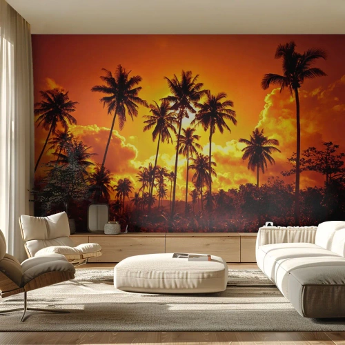 Fototapeta Samoprzylepna Deluxe Sticker - Płoną góry, płoną lasy - Palmy, Tropiki, Słońce - 100x70 cm