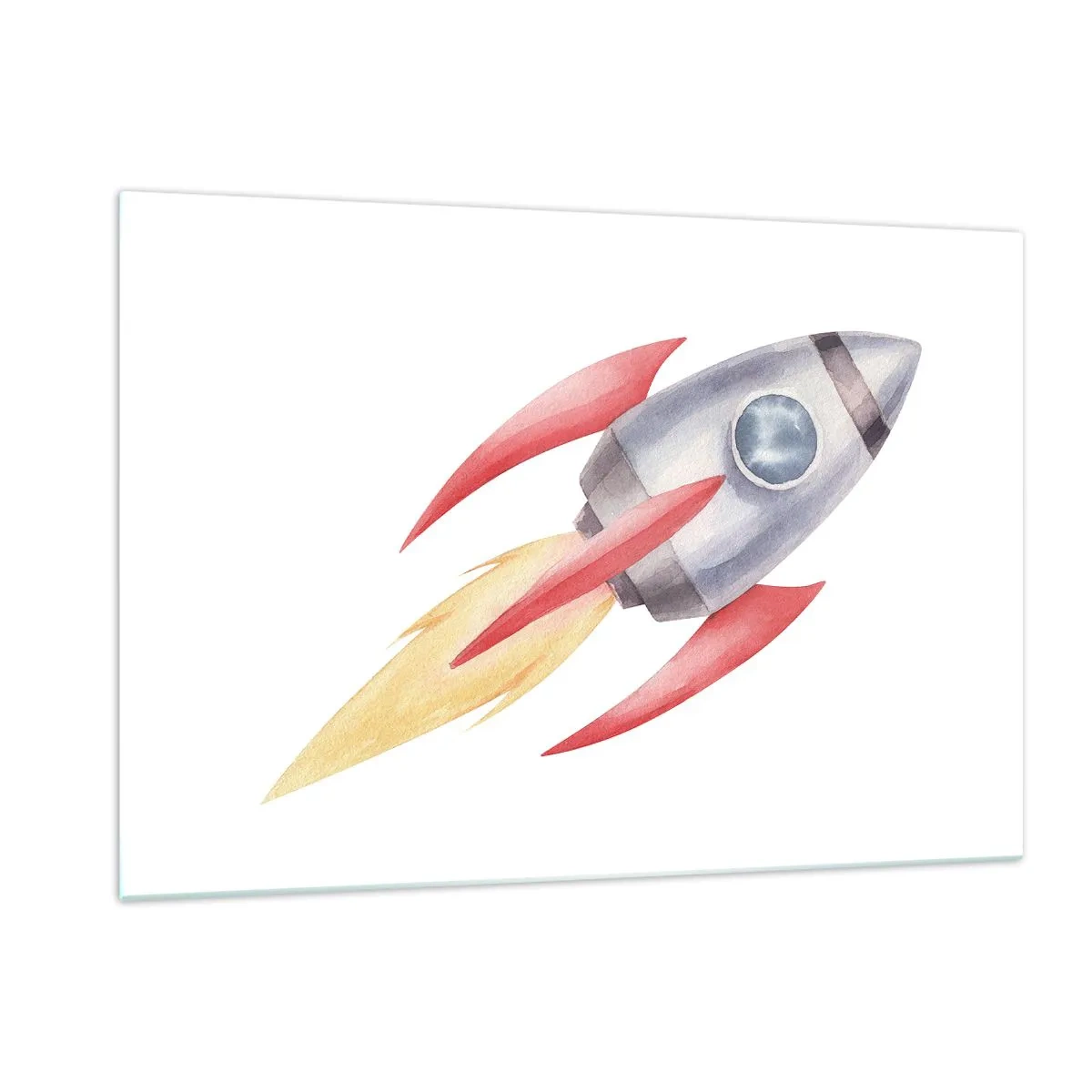 Obraz na szkle - Kolorowa rakieta lecąca w przestrzeni - 120x80cm - Wyżej, prędzej, dalej - Nowoczesna dekoracja ścienna do salonu, kuchni i sypialni ARTTOR