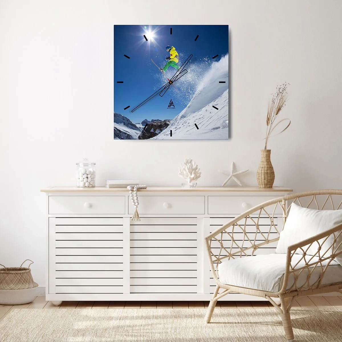 Zegar ścienny - Tańczący z górami - 40x40 cm