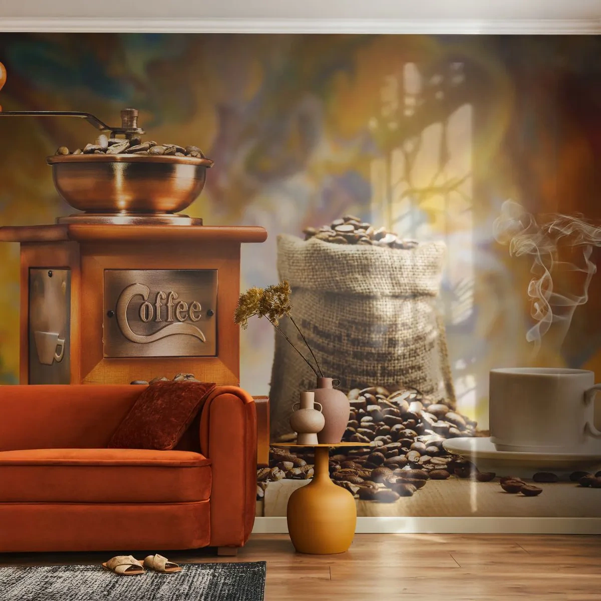 Fototapeta Premium Canvas - Chrzęst ziaren, terkot młynka - Gastronomia, Kawa, Młynek Do Kawy - 250x175 cm