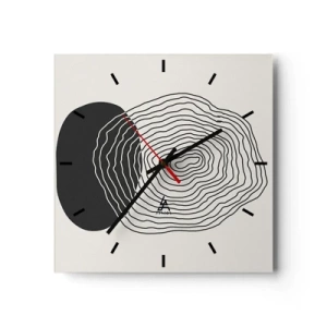 Zegar ścienny - Abstrakcyjny wzór z liniami i kształtami w czerni i bieli - 30x30cm - Trwanie i drganie - Nowoczesna dekoracja ścienna do salonu i sypialni ARTTOR