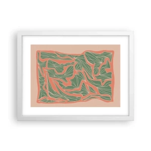 Plakat w białej ramie - Zmagania koralu i zieleni - 40x30 cm