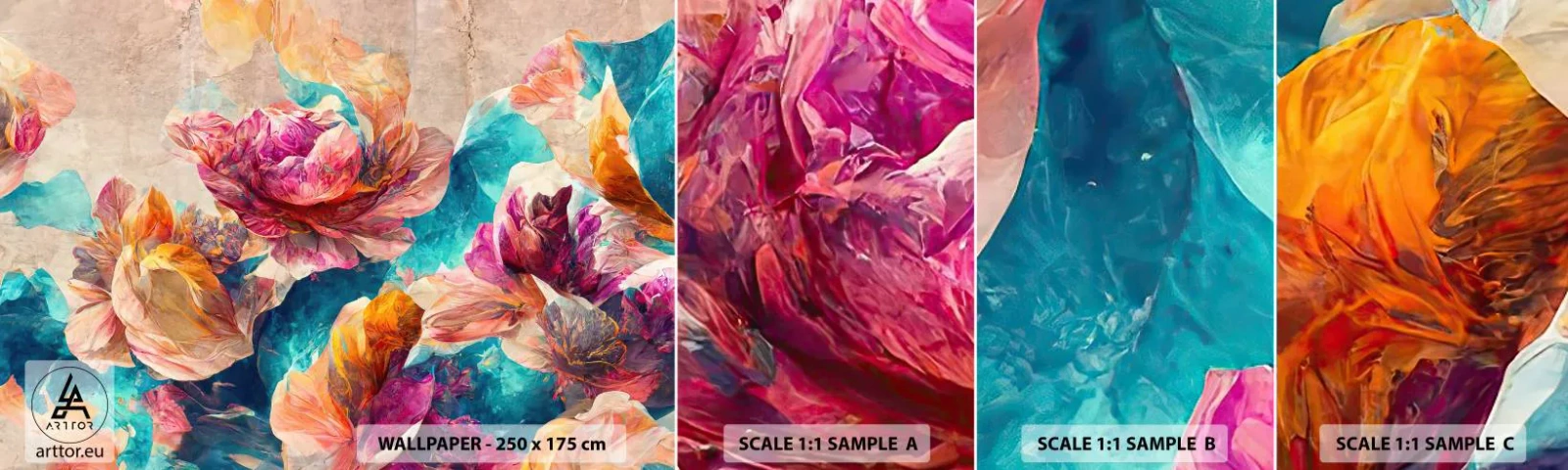 Fototapeta Próbka Standard Eco - Barwny przepych bukietu - Kwiaty, Pastelowe, Sztuka - 100x30 cm