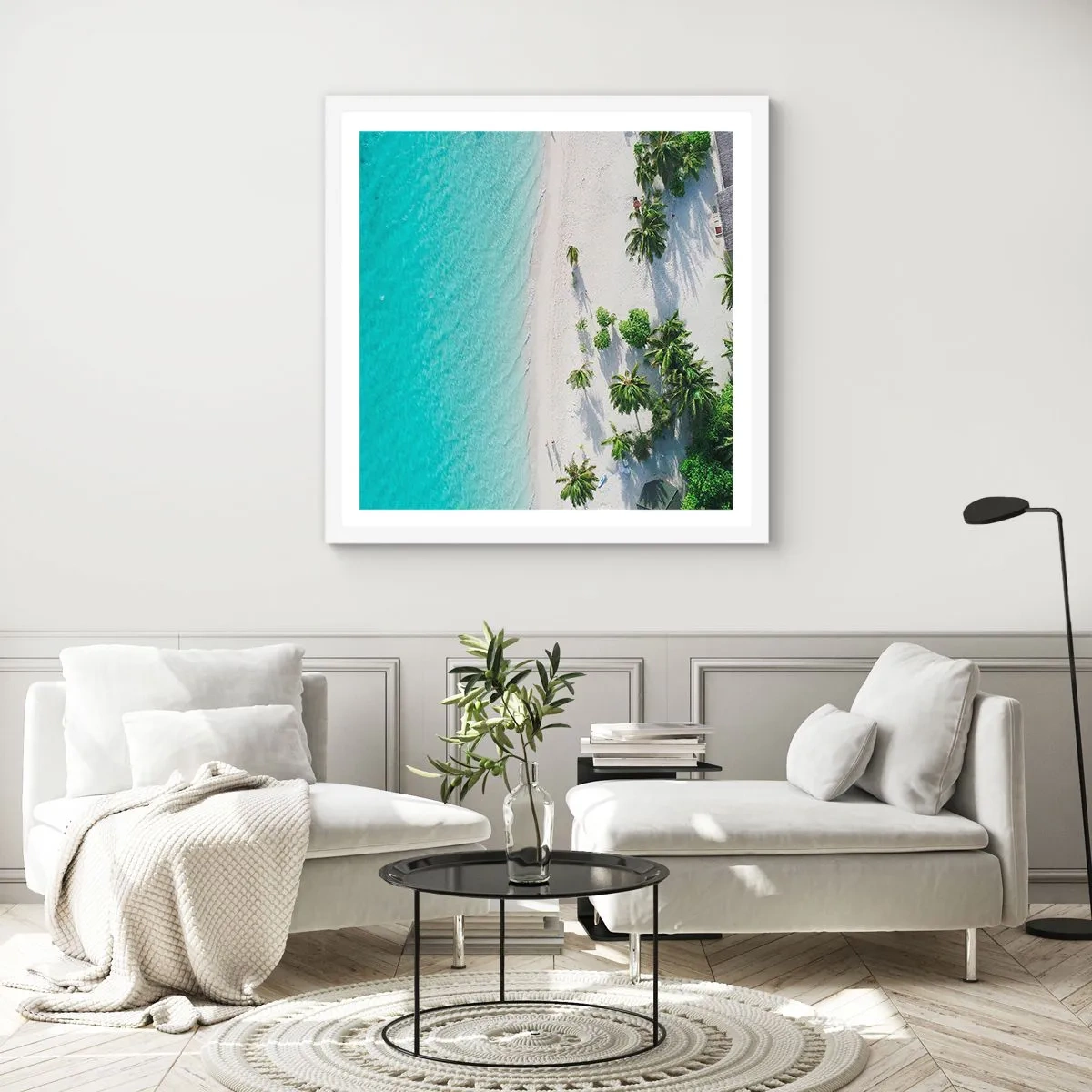 Plakat w białej ramie - Wakacje w raju - 40x40 cm