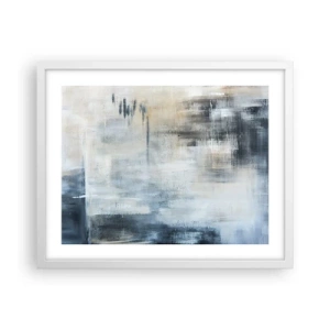 Plakat w białej ramie - Za zasłoną błękitu - 50x40 cm