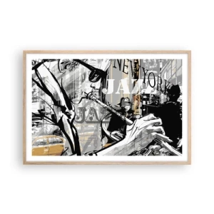 Plakat w ramie jasny dąb - W rytmie Nowego Jorku - 91x61 cm