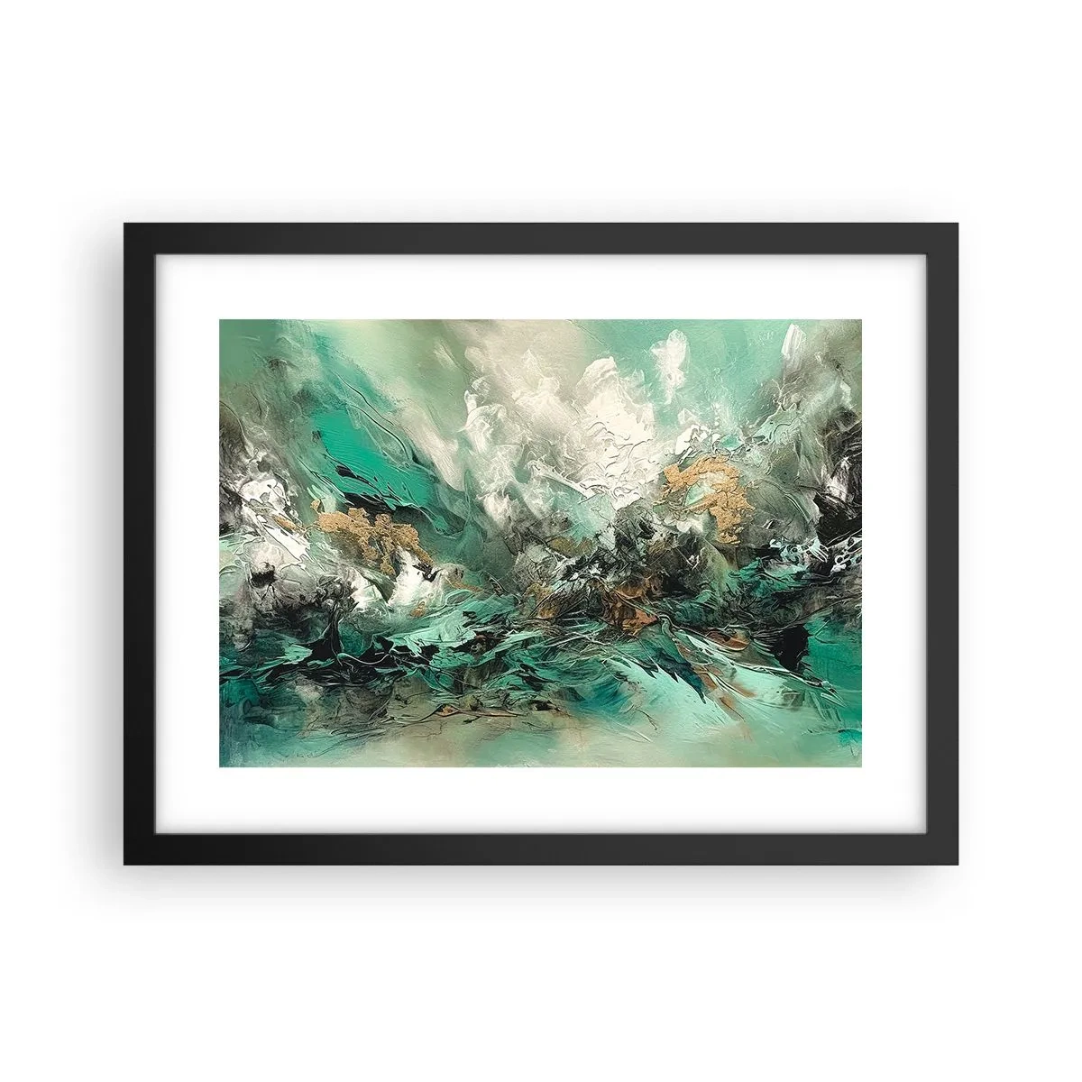 Plakat w czarnej ramie - Szmaragdowo-czarna kipiel - 40x30 cm