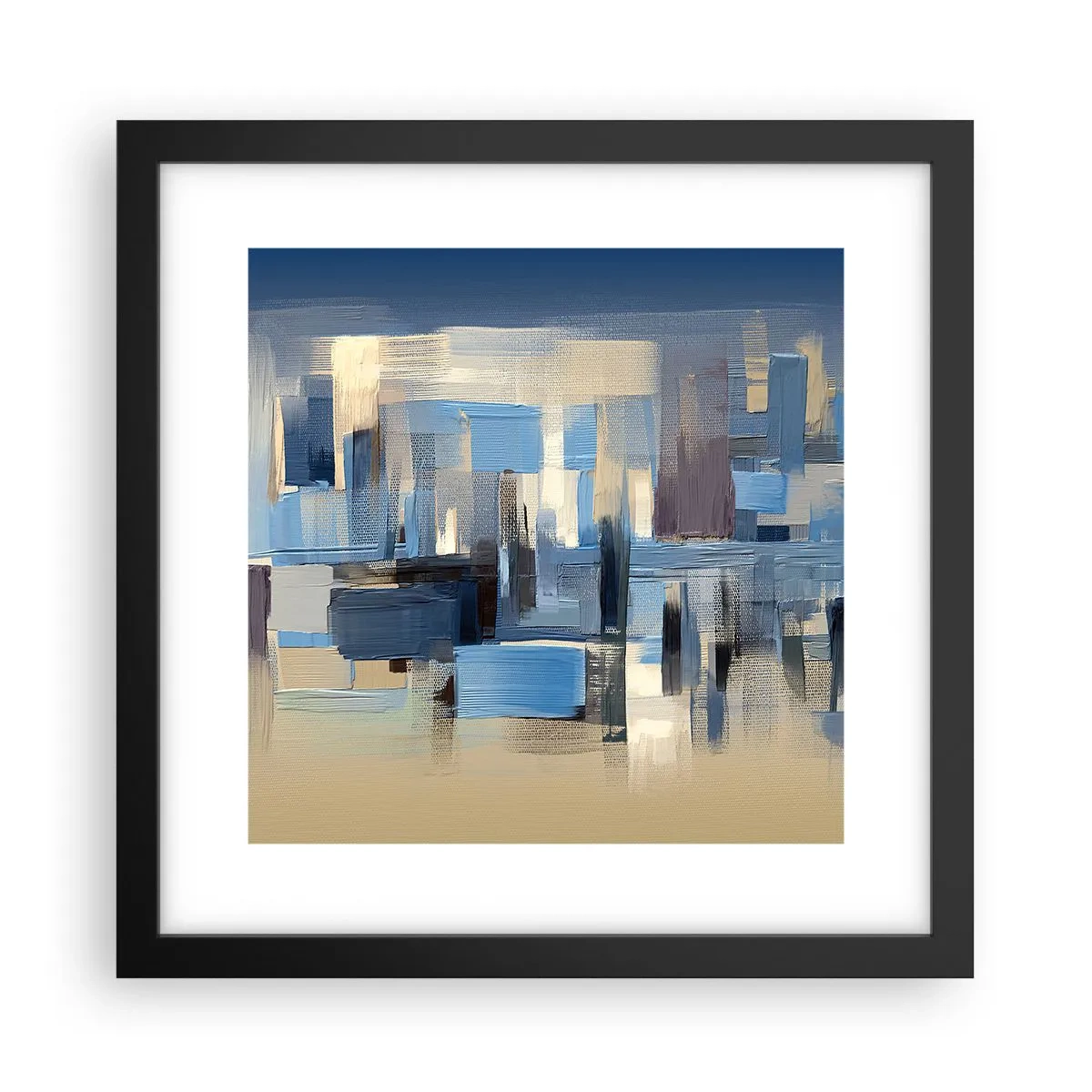Plakat w czarnej ramie - Błękitna konstrukcja - 30x30 cm