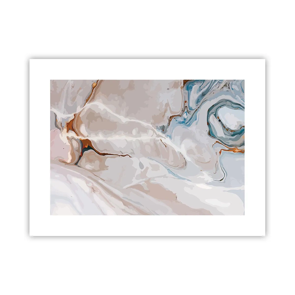 Plakat - Błękitne meandry pod bielą - 40x30 cm