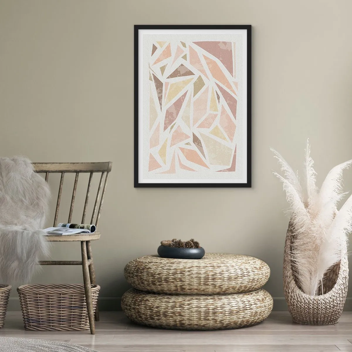 Plakat w czarnej ramie - Kompozycja witrażowa - 70x100 cm