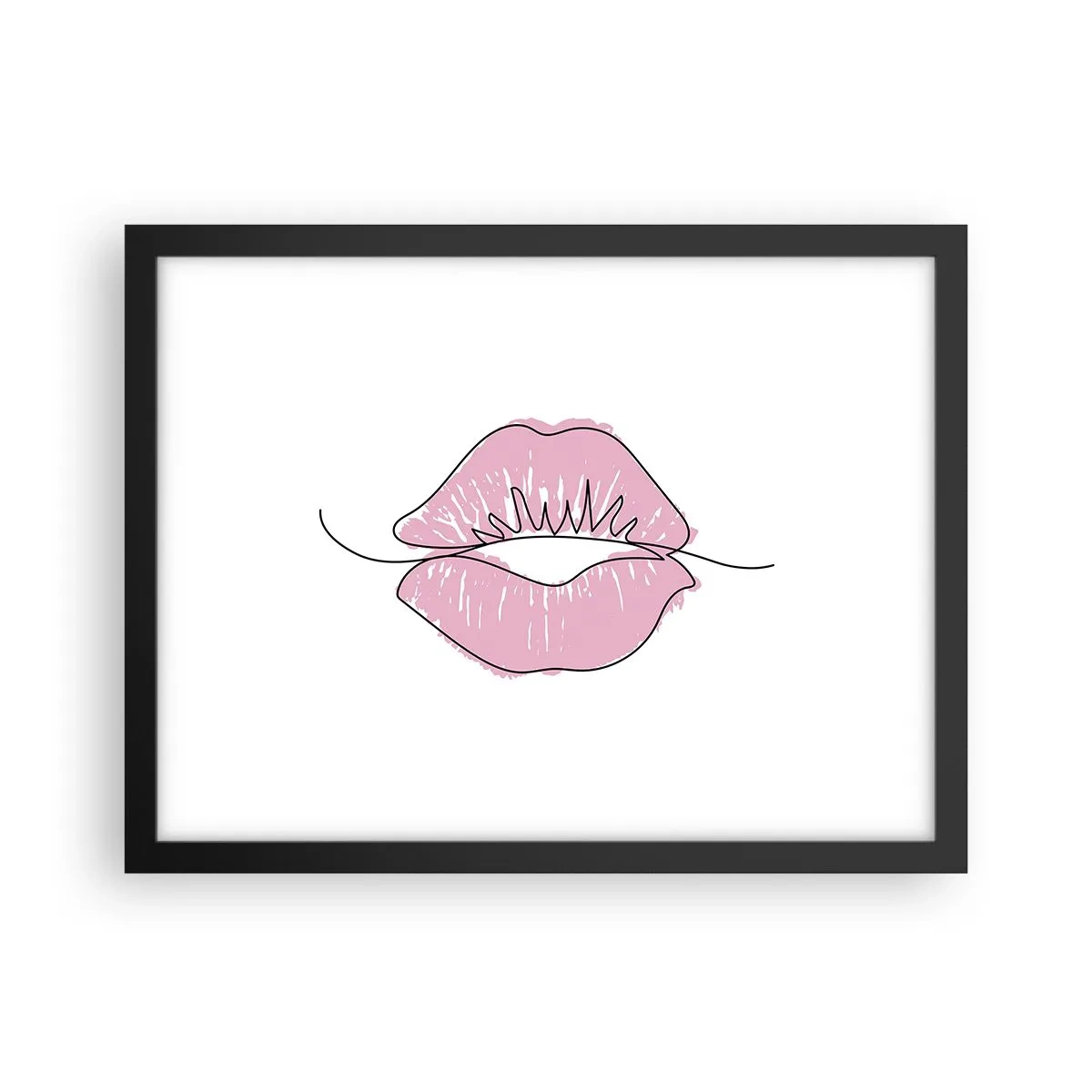 Plakat w czarnej ramie - Gotowy do pocałunku? - 40x30 cm