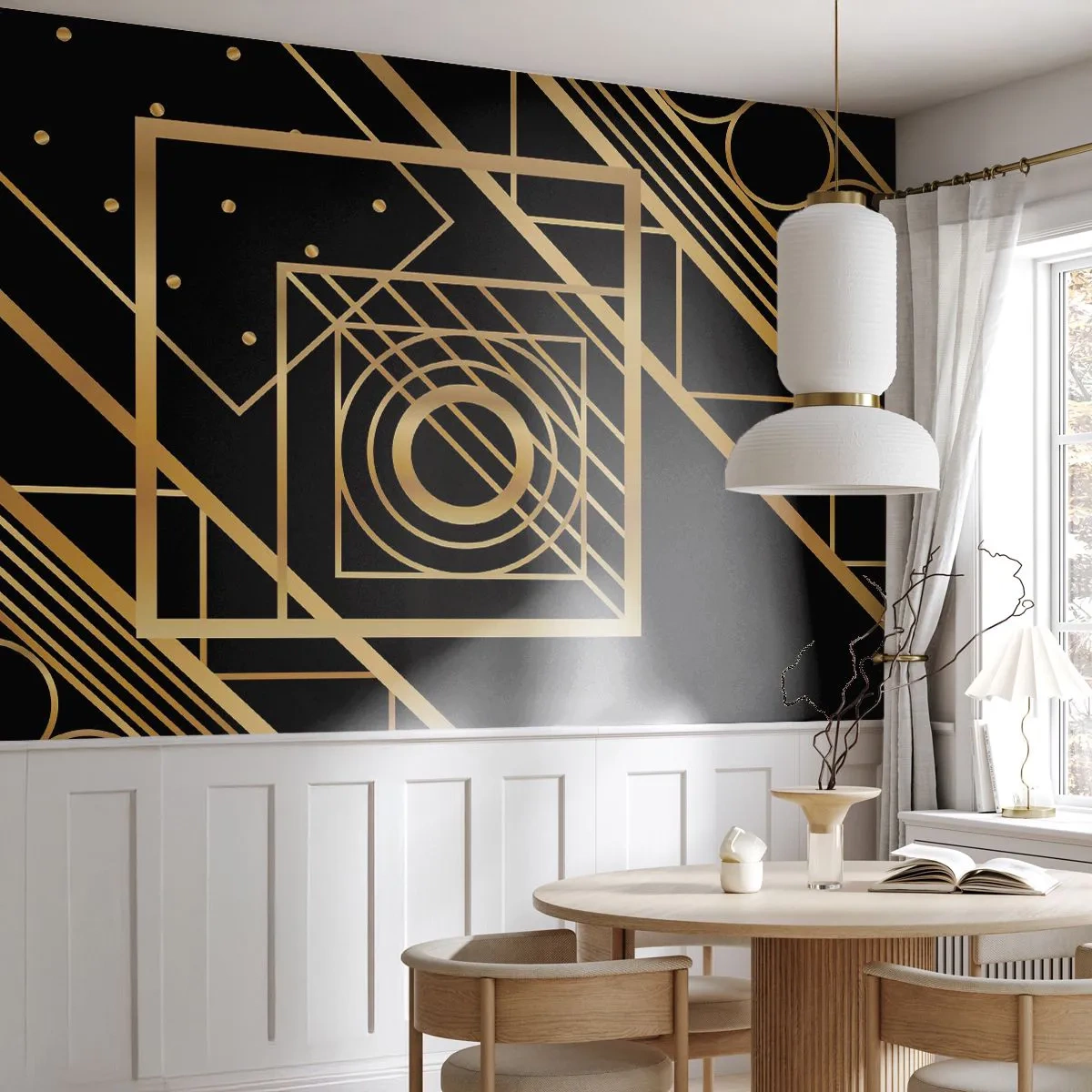 Fototapeta Premium Canvas - Złota geometria - Abstrakcja, Sztuka, Grafika - 250x175 cm