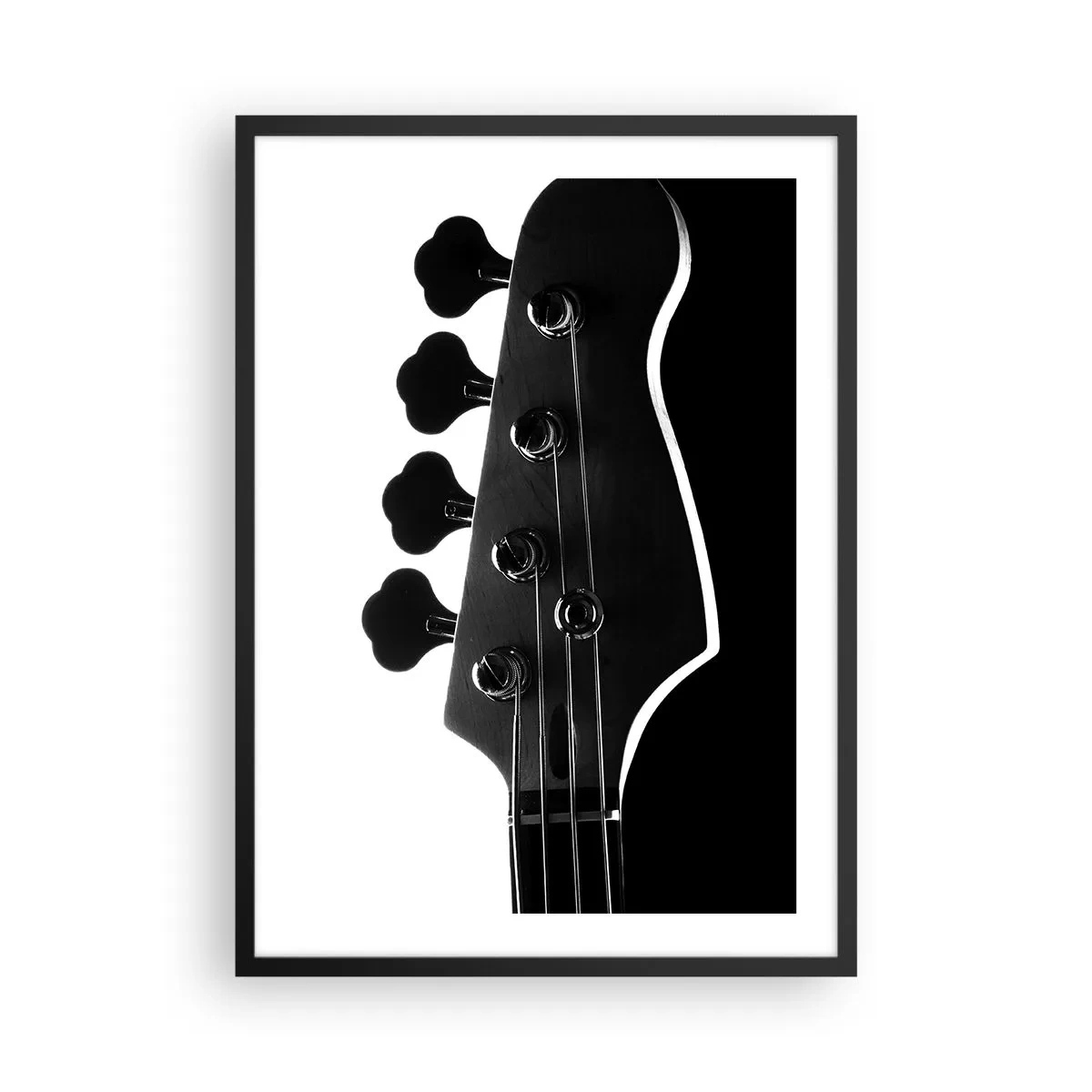 Plakat w czarnej ramie - Minimalistyczny, czarno-biały motyw muzyczny z gitarą elektryczną - 50x70cm - Rockowa cisza - Nowoczesna dekoracja ścienna do salonu i sypialni ARTTOR