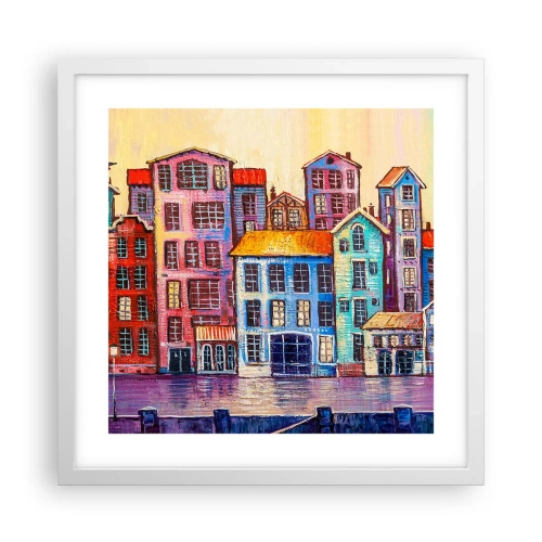 Plakat w białej ramie - Miasto jak z bajki - 40x40 cm