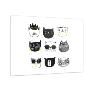 Obraz na szkle - Ilustracje uroczych kotów w minimalistycznym stylu - 100x70cm - Każdy inny - Nowoczesna dekoracja ścienna do salonu, kuchni i sypialni ARTTOR