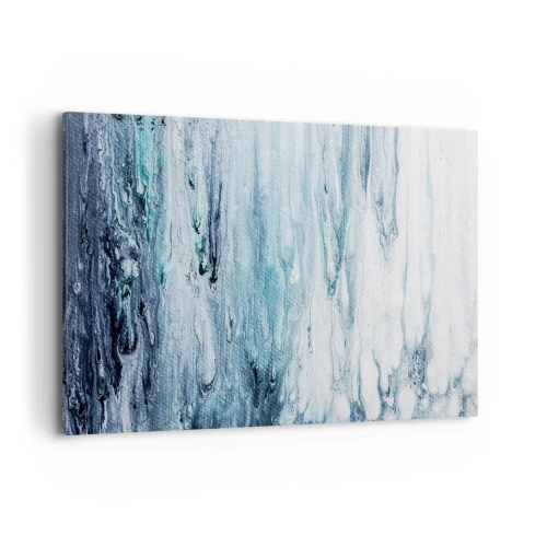 Obraz na płótnie - Abstrakcyjne niebieskie i białe smugi przypominające sople lodu - 100x70cm - Sople błękitu - Nowoczesna dekoracja ścienna do salonu, kuchni i sypialni ARTTOR