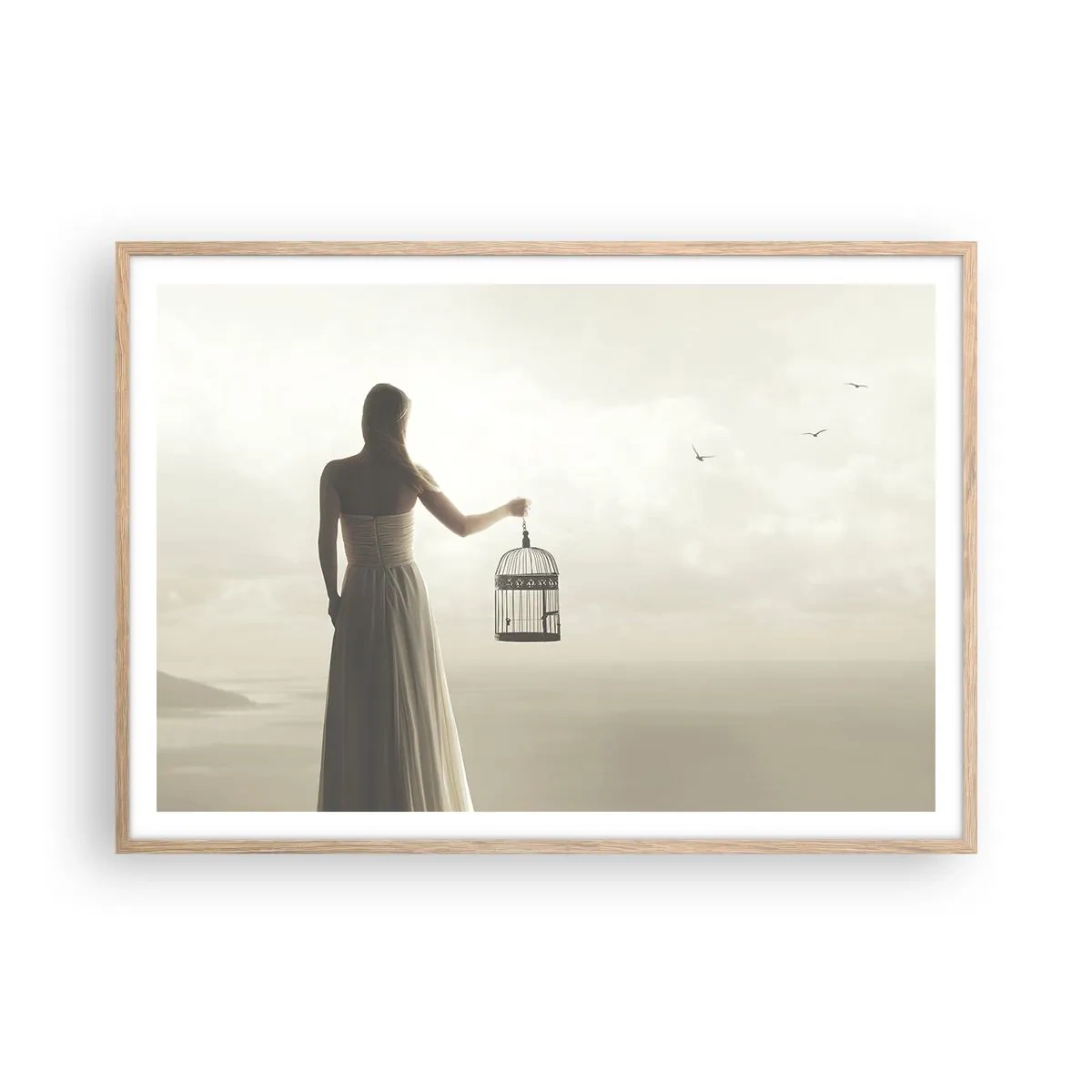 Plakat w ramie jasny dąb - Bądź wolna - 100x70 cm