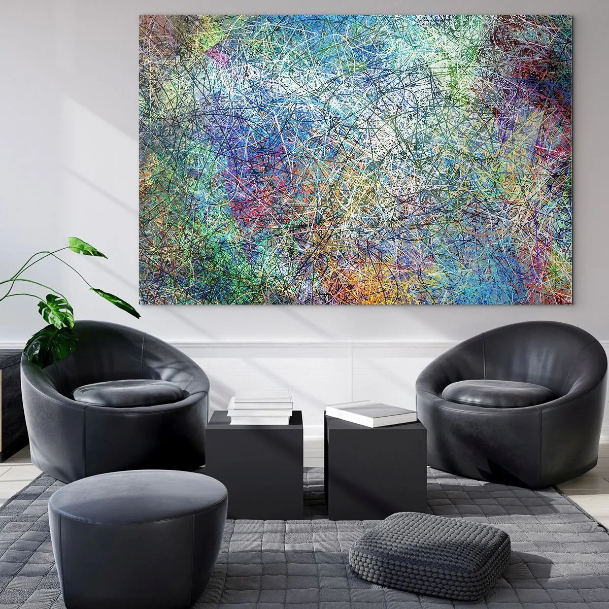 Obraz na szkle - Kolorowa abstrakcja z dynamicznymi liniami - 120x80cm - To nie takie proste - Nowoczesna dekoracja ścienna do salonu, kuchni i sypialni ARTTOR