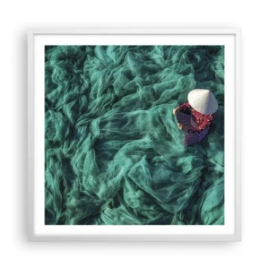 Plakat w białej ramie - W morzu sieci - 60x60 cm