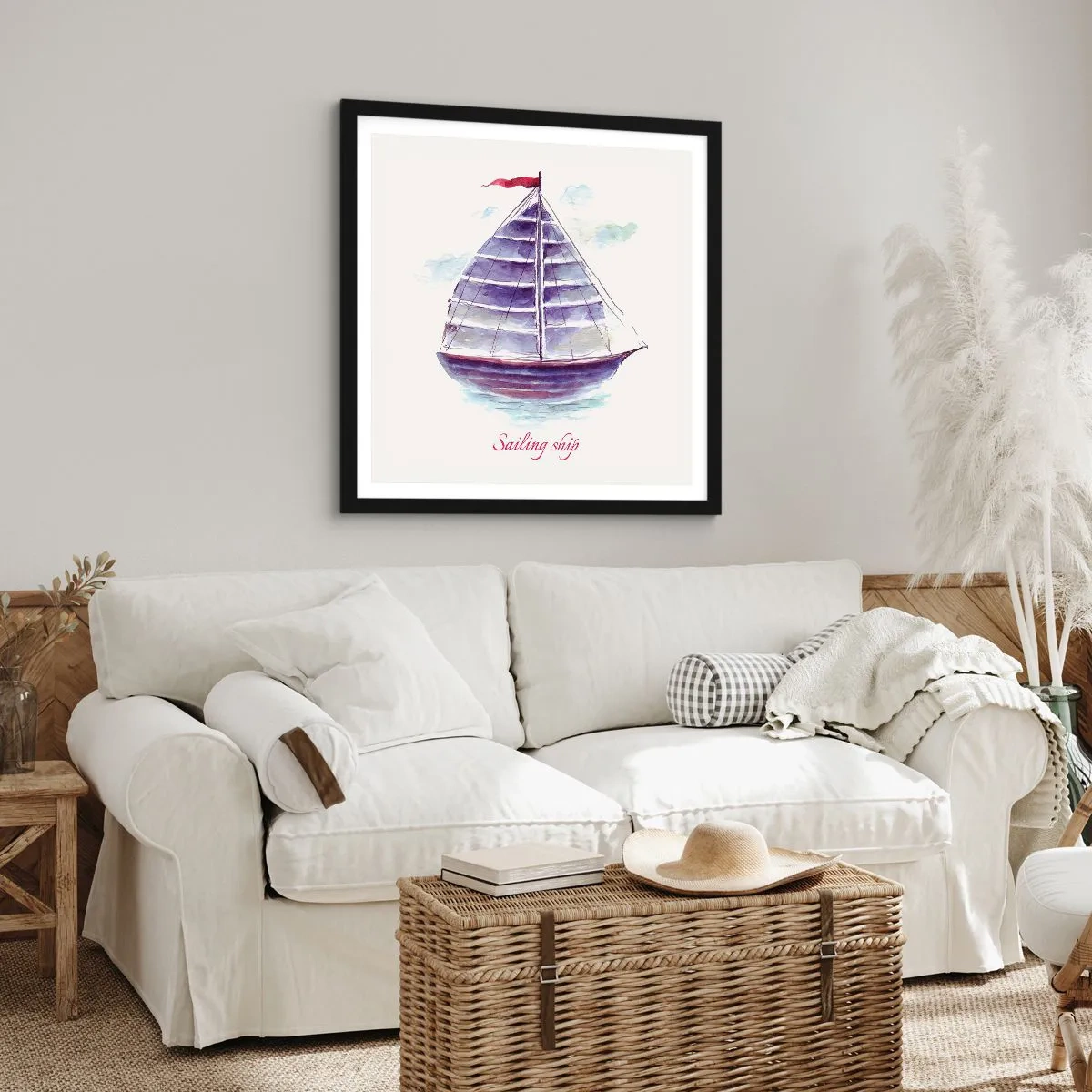 Plakat w czarnej ramie - Pełnych żagli i spokojnej wody - 30x30 cm