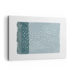 Obraz na płótnie - Minimalistyczny obraz w odcieniach błękitu z kropkami - 100x70cm - Wyrosłe na błękicie - Nowoczesna dekoracja ścienna do salonu, kuchni i sypialni ARTTOR