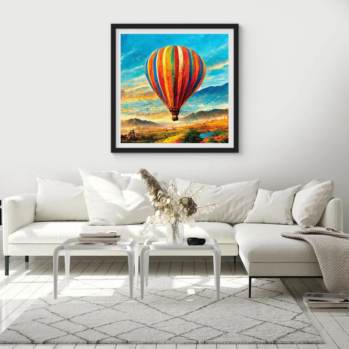 Plakat w czarnej ramie - W ciszy widać więcej - 30x30 cm