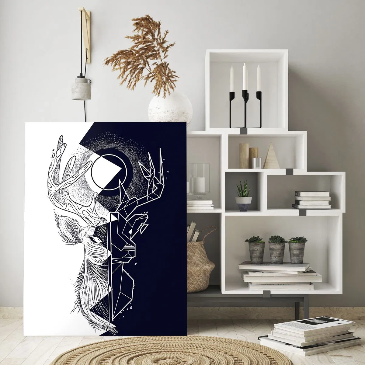 Obraz na szkle - Geometria i natura w symbolicznej kompozycji - 80x120cm - Walka i jedność przeciwieństw - Nowoczesna dekoracja ścienna do salonu i sypialni ARTTOR