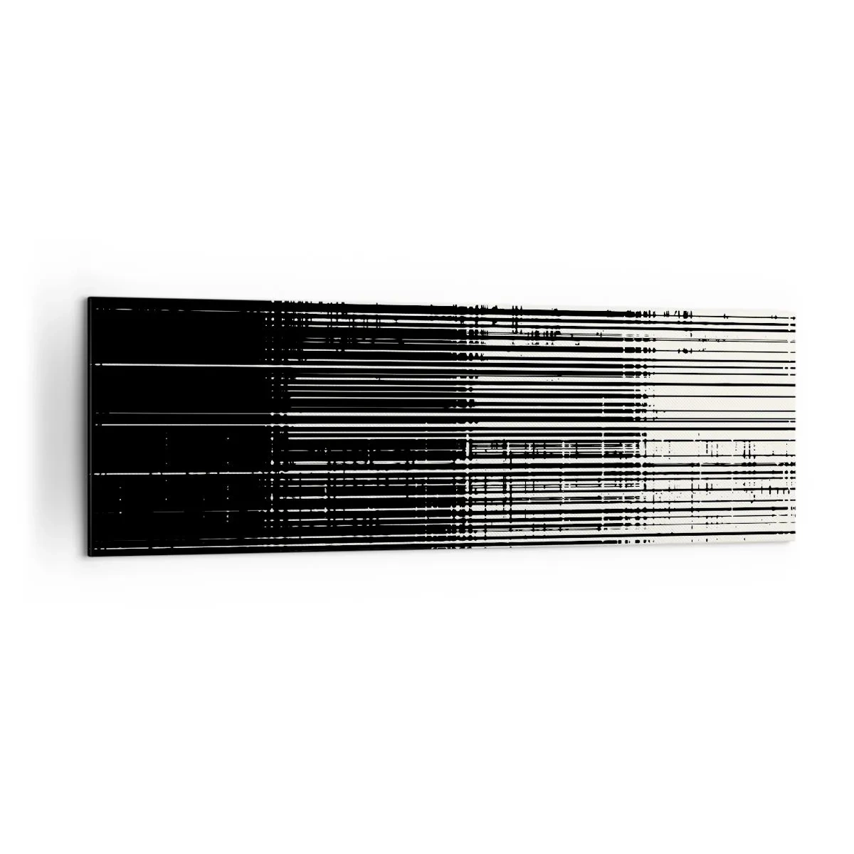 Obraz na płótnie - Abstrakcyjna kompozycja linii w kontrastowej czerni i bieli - 160x50cm - Fale i drgania - Nowoczesna dekoracja ścienna do salonu i sypialni ARTTOR