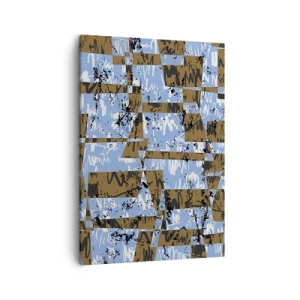 Obraz na płótnie - Abstrakcyjna kompozycja geometrycznych kształtów w odcieniach niebieskiego i brązu - 50x70cm - Nieludowa wycinanka - Nowoczesna dekoracja ścienna do salonu, kuchni i sypialni ARTTOR