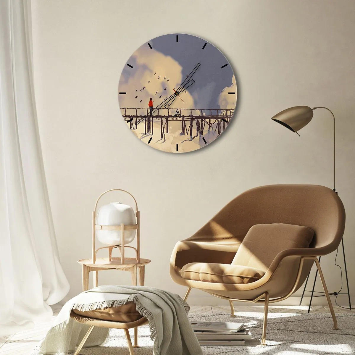 Zegar ścienny - Niebieska tęsknota - 40x40 cm