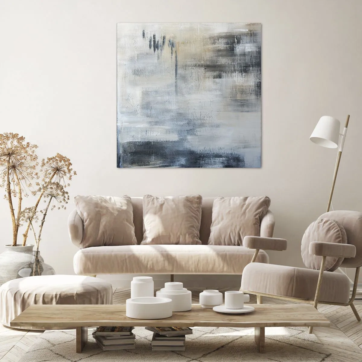 Obraz na płótnie - Za zasłoną błękitu - 40x40 cm