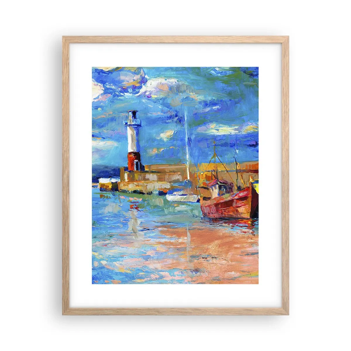 Plakat w ramie jasny dąb - Popołudnie w tęczowej zatoce - 40x50 cm