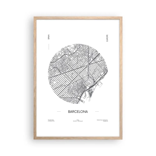 Plakat w ramie jasny dąb - Anatomia Barcelony - 50x70 cm