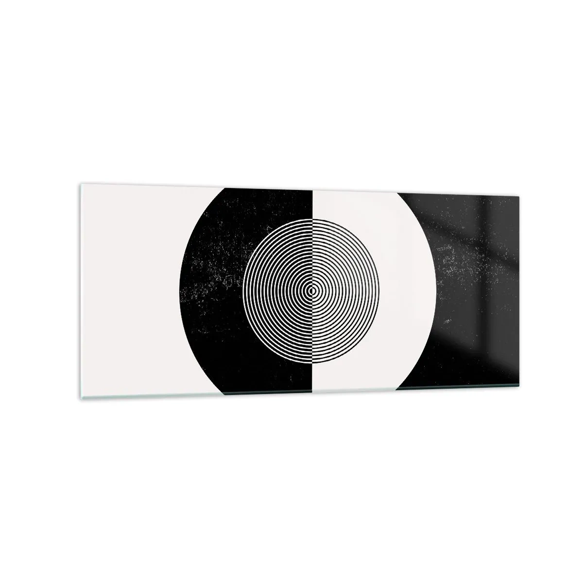 Obraz na szkle - Graficzny wzór w kontrastujących czerni i bieli - 120x50cm - Harmonia w czerni i bieli - Nowoczesna dekoracja ścienna do salonu i sypialni ARTTOR