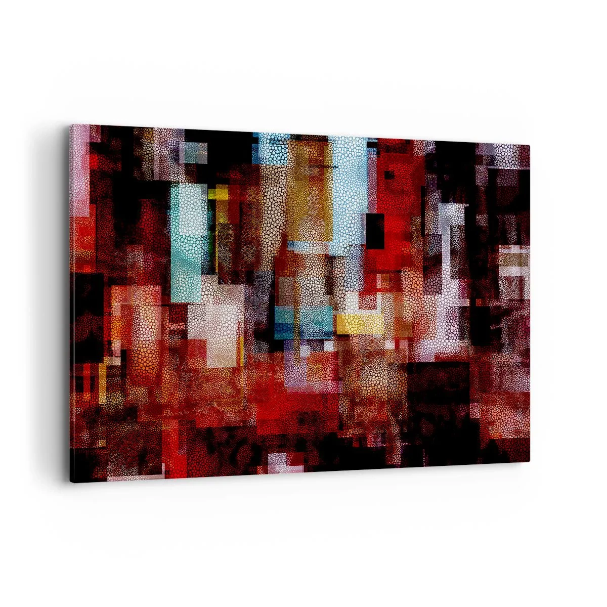 Obraz na płótnie - Geometryczna abstrakcja w intensywnych odcieniach czerwieni - 120x80cm - Pomieszanie z poplątaniem - Nowoczesna dekoracja ścienna do salonu, kuchni i sypialni ARTTOR