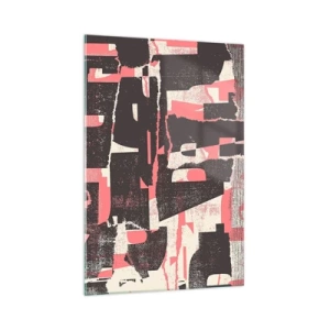 Obraz na szkle - Abstrakcyjna kompozycja w odcieniach różu i brązu - 70x100cm - Cały ten zgiełk - Nowoczesna dekoracja ścienna do salonu i sypialni ARTTOR