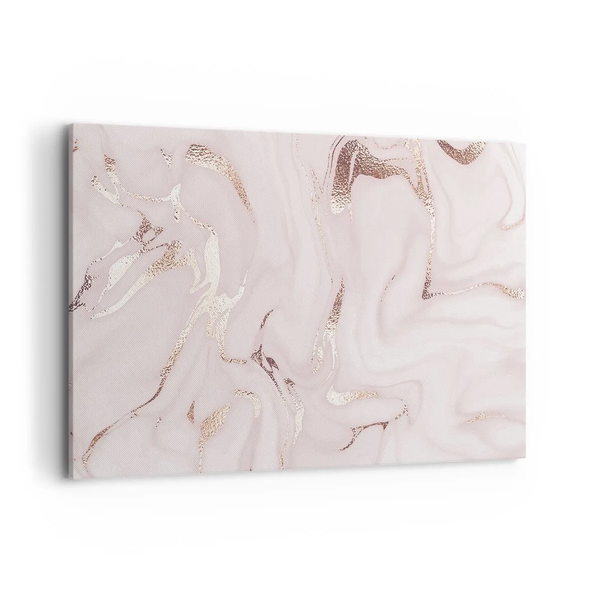 Obraz na płótnie - Elegancka abstrakcja w odcieniach różu i złota - 100x70cm - W różowym szale - Nowoczesna dekoracja ścienna do salonu, kuchni i sypialni ARTTOR