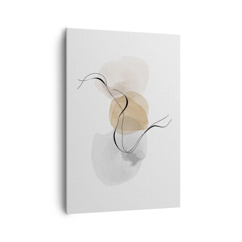 Obraz na płótnie - Minimalistyczna abstrakcja w odcieniach beżu i szarości - 70x100cm - Powietrzne paciorki - Nowoczesna dekoracja ścienna do salonu i sypialni ARTTOR
