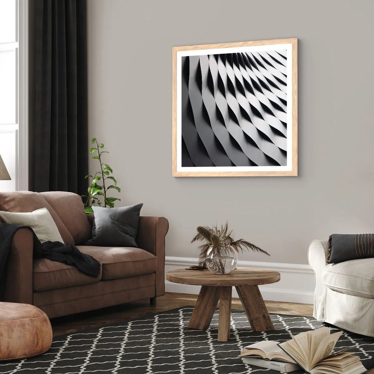 Plakat w ramie jasny dąb - Na powierzchni fal - 30x30 cm