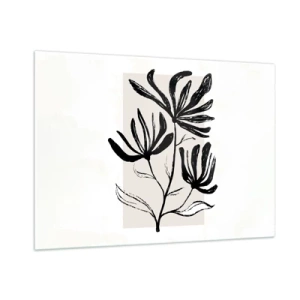 Obraz na szkle - Czarny szkic rośliny na jasnym tle - 100x70cm - Szkic do zielnika - Nowoczesna dekoracja ścienna do salonu, kuchni i sypialni ARTTOR