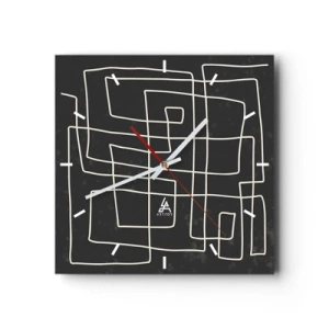 Zegar ścienny - Abstrakcyjny wzór geometryczny na ciemnym tle - 30x30cm - Nie taki prosty - Nowoczesna dekoracja ścienna do salonu i sypialni ARTTOR