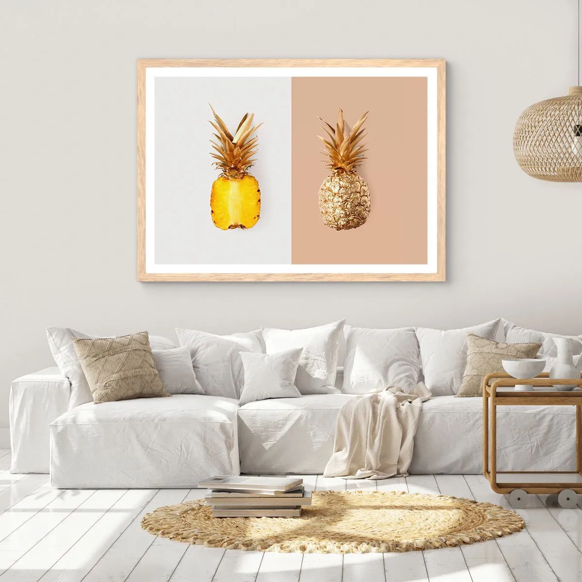 Plakat w ramie jasny dąb - Ananas dla nas - 100x70 cm