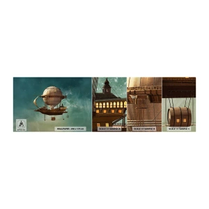 Fototapeta Próbka Samoprzylepna Deluxe Sticker - Juliusz Verne pozdrawia - Retro, Podróż, Balon - 100x30 cm