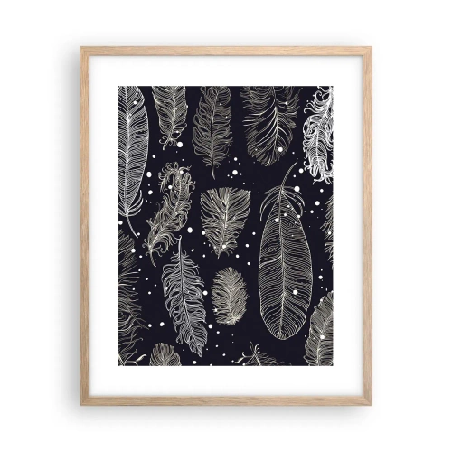 Plakat w ramie jasny dąb - Pierzasta koronka - 40x50 cm