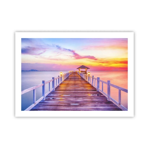 Plakat - Liliowo-złota cisza wieczoru - 70x50 cm