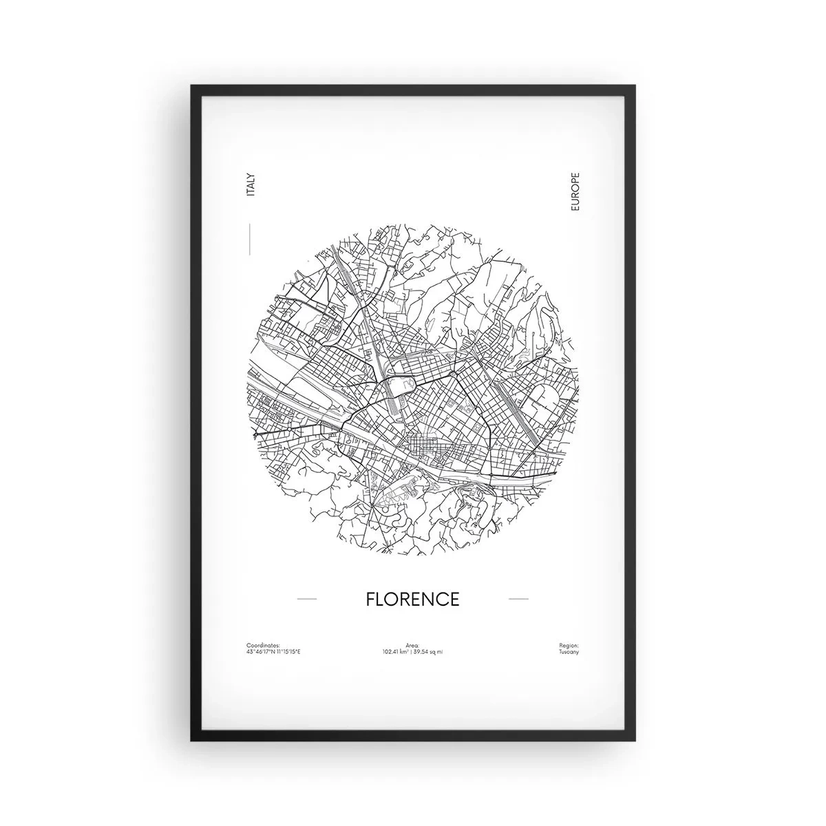 Plakat w czarnej ramie - Anatomia Florencji - 61x91 cm